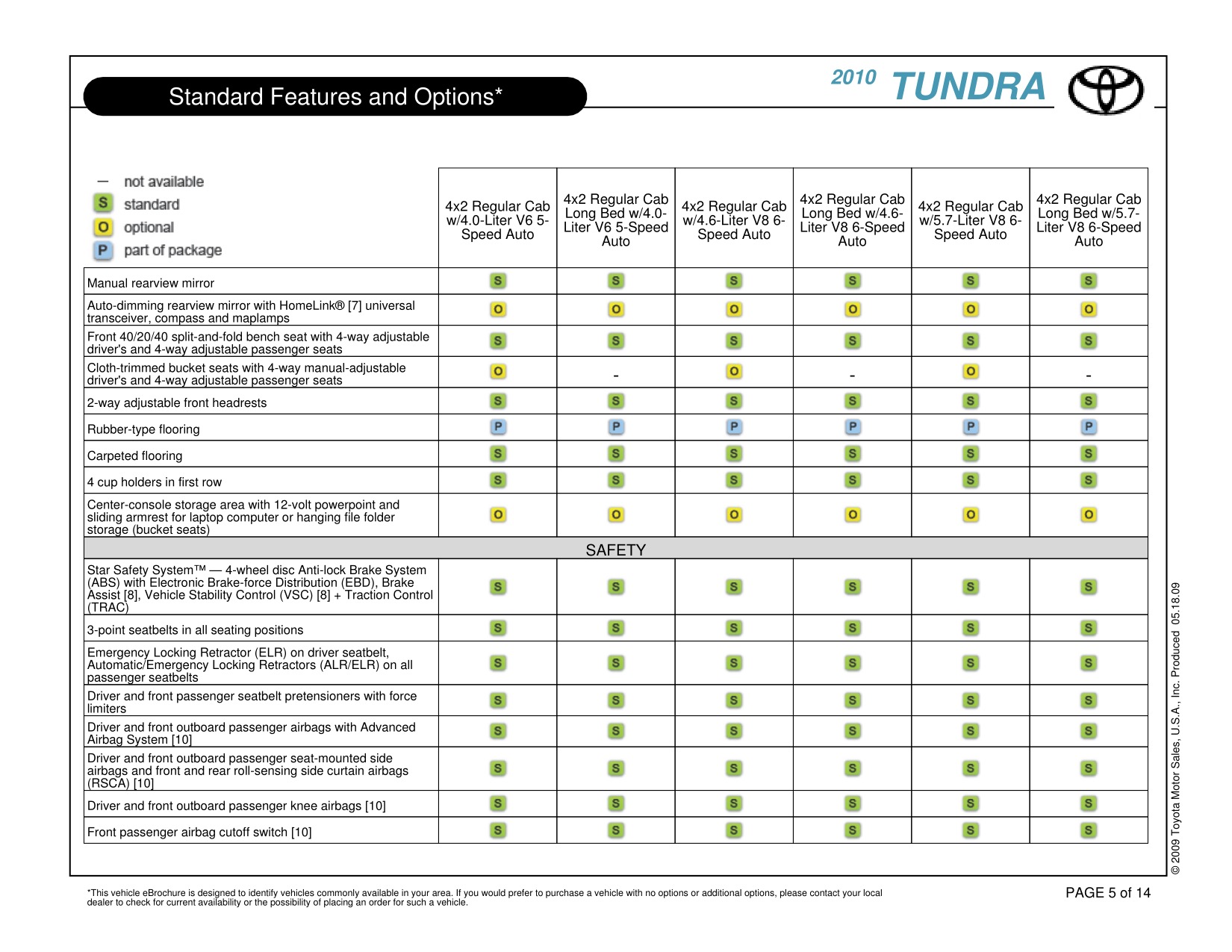 2010 Toyota Tundra RC 4x2 Brochure Page 5